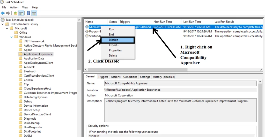 Task Scheduler window