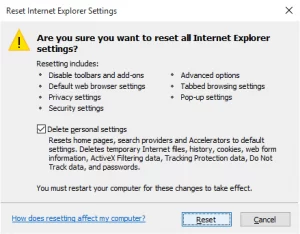 Deleting Personal Settings