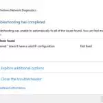 Ethernet doesn’t have a valid IP configuration