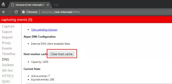 clearing host cache