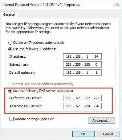 Internet Protocol Properties