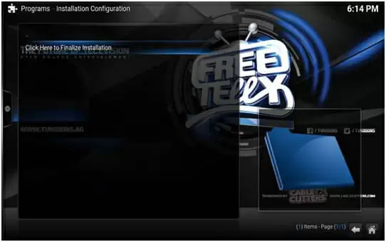 freeTelly installation Configuration