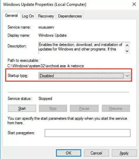 windows update properties windows update properties