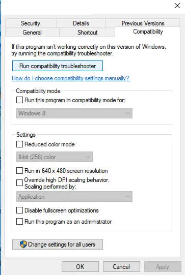 running compatibility troubleshooter