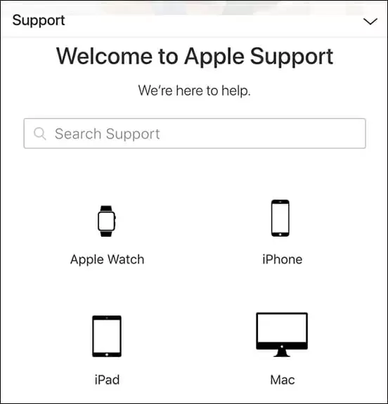 apple support page