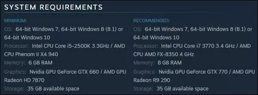 system requirements