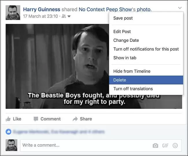 deleting facebook post