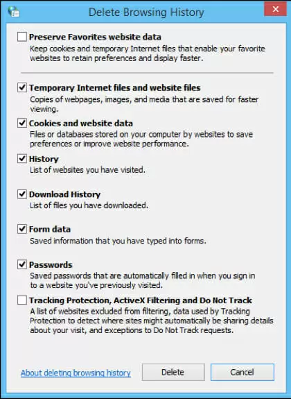 deleting browsing history