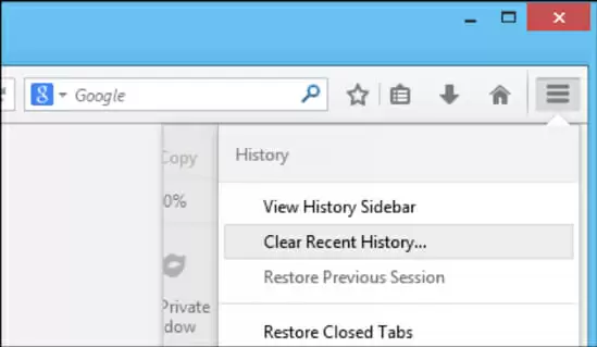 clearing mozila firefox's history