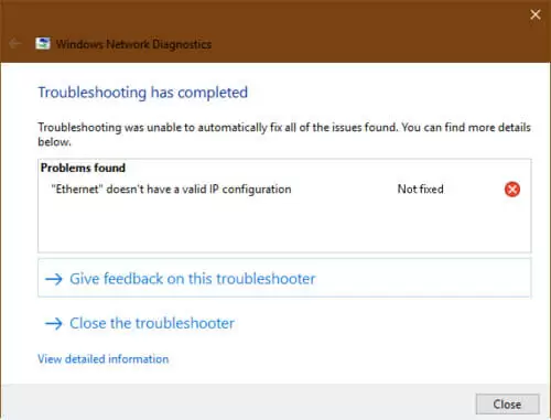 Ethernet-Doesn't-Have-a-Valid-IP-Configuration